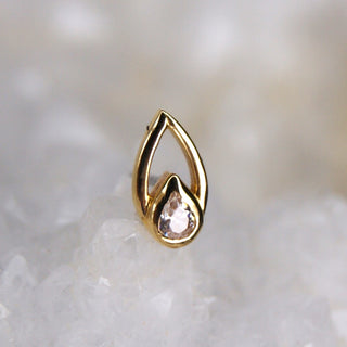 Echo - CZ - Threadless End push fit 14k gold teardrop with swarovski gem body jewellery jewelry buddha jewelry organics