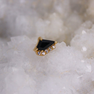 Buddha jewellery Gold Elevate - Black Spinel + CZ - Threadless End 14k gold pushpin threadless cluster geometric