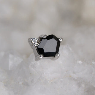 Punk glam meets midnight chic in this charming design of Black Spinel + CZ push fit threadless 14k gold cluster buddha jewelry jewellery organics