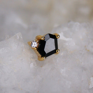 Punk glam meets midnight chic in this charming design of Black Spinel + CZ push fit threadless 14k gold cluster buddha jewelry jewellery organics