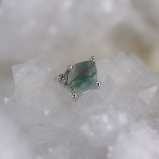 buddha jewelry jewellery organics pushfit with genuine green moss agate in 14k gold piercing jewellery for ear curation