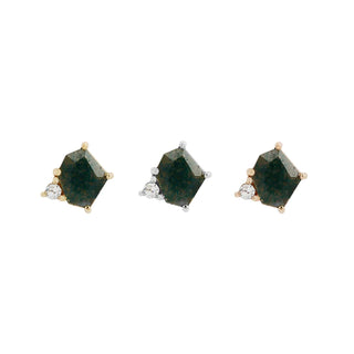 buddha jewelry jewellery organics pushfit with genuine green moss agate in 14k gold piercing jewellery for ear curation