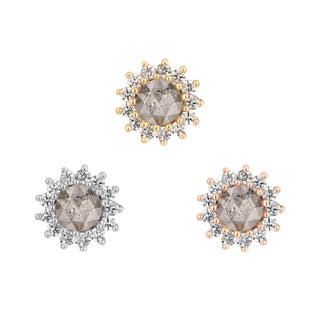 buddha jewellery jewelry genuine grey diamond and white sapphire threadless push pin jewellery in 14k gold white yellow rose