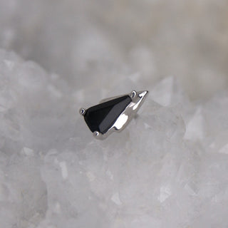 Buddha jewellery It Was All A Dream - Black Agate 14k gold threadless triangular body jewellery black gem geometric