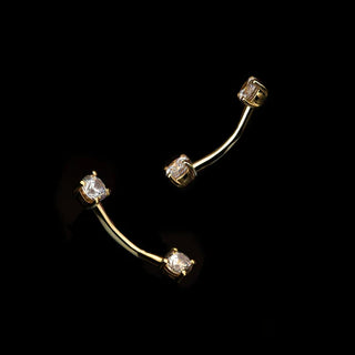 JUNIPURR JEWELRY EMPRESS CURVED GEM BARBELL INTERNALLY THREADED - 14k Gold Threadless End
