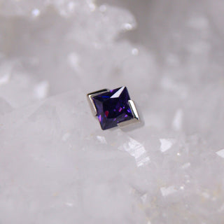 Junipurr jewellery jolan amethyst square cut with corner details threadless push fit earring