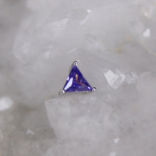 Junipurr jewellery white yellow gold triangle alexandrite purple gem 14k earring piercing