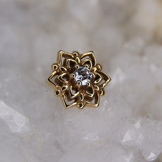 mandala flower 14k gold buddha jewelry organics cz swarovski floral attachment piercing jewellery