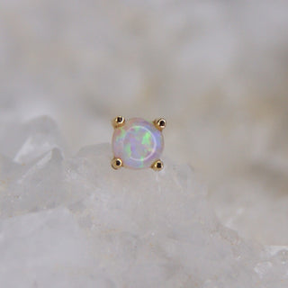 GENUINE AUSTRALIAN OPAL PUSH FIT THREADLESS REFLECTIVE IRIDESCENT PRONG SET BODY JEWELLERY 14K GOLD