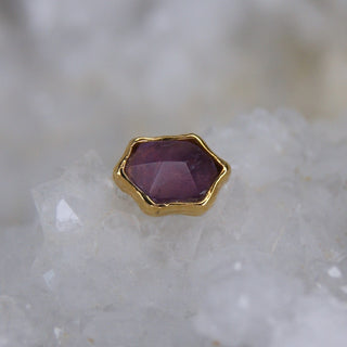 buddha jewellery rough cut amethyst threadless push fit 14k gold bezel set jewellery for piercings