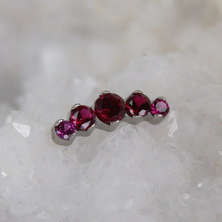 Industrial Strength Body Jewellery Odyssey mini Prium Titanium threaded attachment red ruby cz