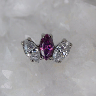 industrial strength white cz marquise fan and fancy purple swarovski