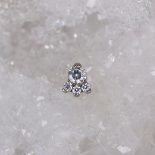 industrial strength threaded carina implant grade titanium 18g 16g 1.2mm 1mm internally threaded swarovski cz clear white gem