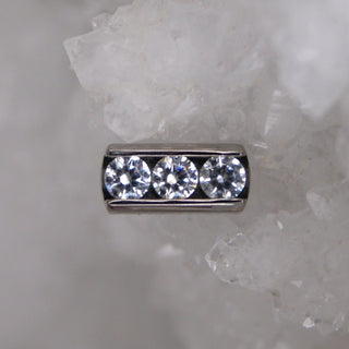 threadless industrial strength triple gem channel set attachment swarovski clear cz