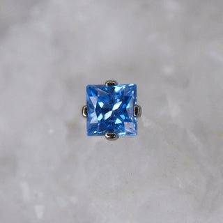 industrial strength threadless princess cut swarovski cz arctic blue