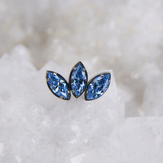titanium prong set cubic zirconia gem marquise threadless push fit piercing jewellery anatometal implant grade arctic blue