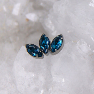 titanium prong set cubic zirconia gem marquise threadless push fit piercing jewellery anatometal implant grade london blue