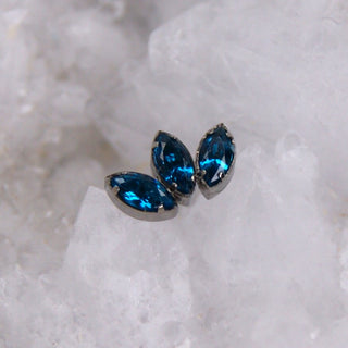 titanium prong set cubic zirconia gem marquise threadless push fit piercing jewellery anatometal implant grade london blue