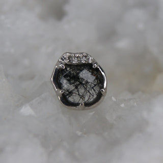 rough cut tourmalated quartz rutilated claw prong cz swarovski accent push fit prong set 14k gold