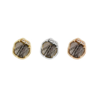 BUDDHA JEWELLERY JEWELRY GENUINE TOURMALATED QUARTZ SET IN 14K GOLD WITH SWAROVSKI CZ THREADLESS PUSH PIN PIERCING JEWELLERY FOR EAR STYLING AND CURATION