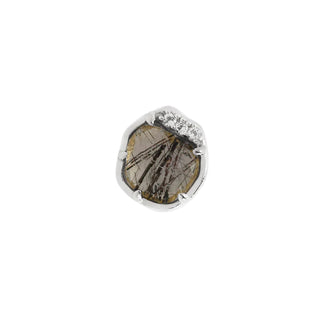 BUDDHA JEWELLERY JEWELRY GENUINE TOURMALATED QUARTZ SET IN 14K GOLD WITH SWAROVSKI CZ THREADLESS PUSH PIN PIERCING JEWELLERY FOR EAR STYLING AND CURATION