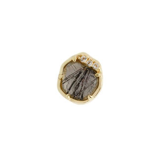 BUDDHA JEWELLERY JEWELRY GENUINE TOURMALATED QUARTZ SET IN 14K GOLD WITH SWAROVSKI CZ THREADLESS PUSH PIN PIERCING JEWELLERY FOR EAR STYLING AND CURATION