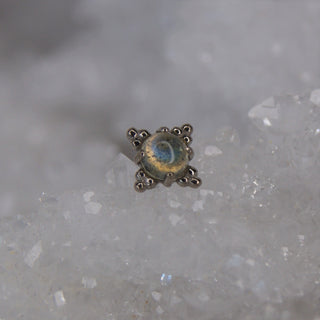 Anatometal Zia Labradorite 18k Gold Threadless Piercing End push fit genuine natural stone cabochon tribead