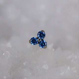 triple gem trinity triangular threadless push fit jewelry attachment implant grade titanium arctic blue swarovski cz gem piercings jewellery