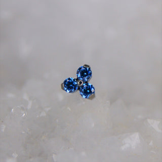 triple gem trinity triangular threadless push fit jewelry attachment implant grade titanium arctic blue swarovski cz gem piercings jewellery