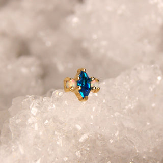 Tish Lyon TL Threaded Blue Topaz Marquise with two white opals