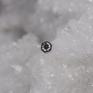 BVLA Body vision los angeles threadless push fit pin attachment 14k gold with genuine white clear swarovski honeycomb hexagon bee white