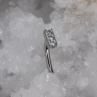 Industrial Strength Floating Navel Bar with Channel Set Clear Gems