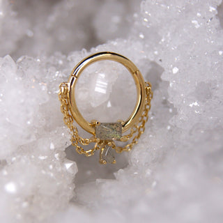 junipurr jewellery rosalyn double chain clicker with rectangle and pear cut labradorite clicker hinge ring for septum solid gold genuine stone