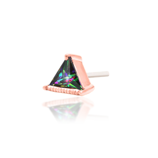 junipurr jewellery king mystic threadless push fit attachment piercing jewelry triangular gem natural stone with beaded accent and prong setting gift for her for him for piercing lovers 14k carat karat rose gold