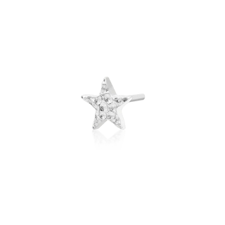 junipurr jewellery hammered textured star attachment in threadless push fit for piercing lovers. star earrings with sparkle glitter effect. 14k white gold