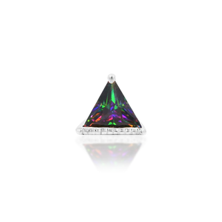 junipurr jewellery king mystic threadless push fit attachment piercing jewelry triangular gem natural stone with beaded accent and prong setting gift for her for him for piercing lovers 14k carat karat white gold
