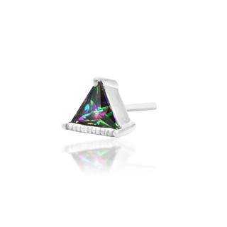 junipurr jewellery king mystic threadless push fit attachment piercing jewelry triangular gem natural stone with beaded accent and prong setting gift for her for him for piercing lovers 14k carat karat white gold