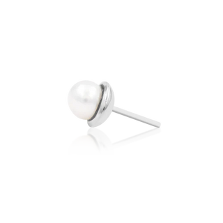 junipurr jewellery lacey - genuine freshwater pearl threadless push fit attachment for piercings in 14k white gold