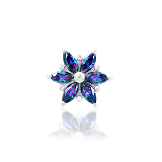 Junipurr jewellery mystic topaz genuine natural stone marquise gem cluster round flower 14k white gold