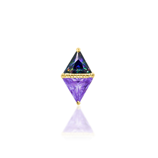 Junipurr Jewellery Queen Mystic Threadless Attachment stacked triangle light purple cz and genuine natural mystic topaz with beaded accent prong set triangular stone 14k yellow gold