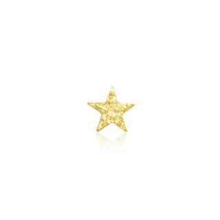 junipurr jewellery hammered textured star attachment in threadless push fit for piercing lovers. star earrings with sparkle glitter effect. 14k yellow gold