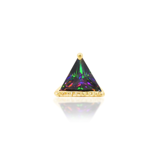 junipurr jewellery king mystic threadless push fit attachment piercing jewelry triangular gem natural stone with beaded accent and prong setting gift for her for him for piercing lovers 14k carat karat yellow gold