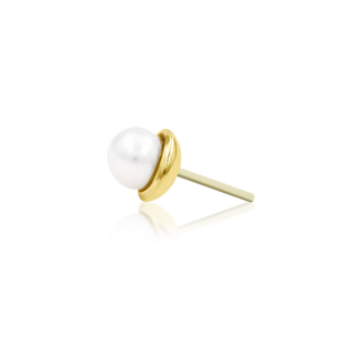 junipurr jewellery lacey - genuine freshwater pearl threadless push fit attachment for piercings in 14k yellow gold