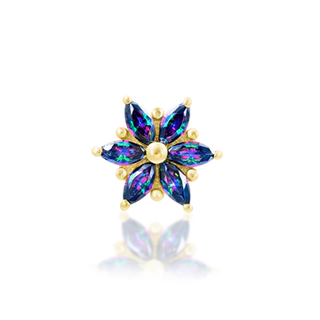 Junipurr jewellery mystic topaz genuine natural stone marquise gem cluster round flower 14k yellow gold