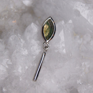 junipurr wg white gold takari charm moss agate natural green stone threadless push fit piercing attachment