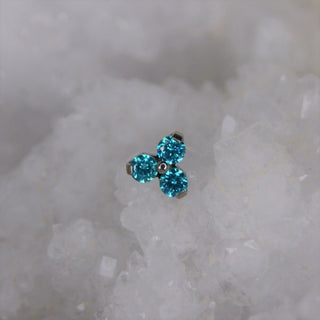 triple gem trinity triangular threadless push fit jewelry attachment implant grade titanium mint green blue swarovski cz gem piercings jewellery