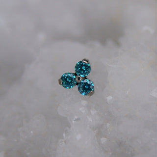 triple gem trinity triangular threadless push fit jewelry attachment implant grade titanium mint green blue swarovski cz gem piercings jewellery