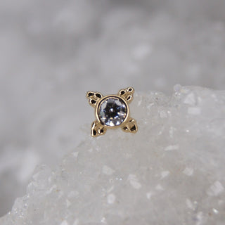 BVLA Body vision los angeles threadless push fit pin attachment 14k gold with genuine white clear swarovski mini kandy beaded tribead yellow