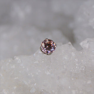 prong set gem round threadless push fit implant grade titanium attachment dusty morganite pastel pale pink cz swarovski body jewellery jewelry