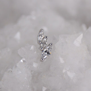 BUDDHA JEWELLERY BODY JEWELRY PIERCING THREADLESS 14K GOLD MARQUISE GEM CZ SWAROVSKI GEM STACK FAN CURATION